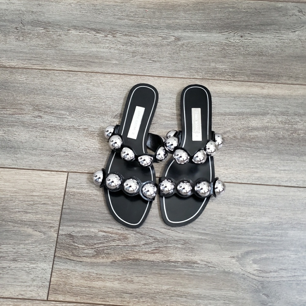 Zara Black/Silver Women's Sandals Size 38/7.5